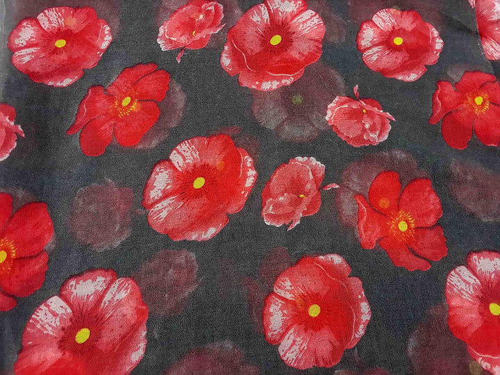 Brown Scarf Poppy Print Scarf Women Red Poppies Scarf Infinity Scarf Personalized Gifts For Women Shawl Wrap Large Scarf Mothers Day Gift