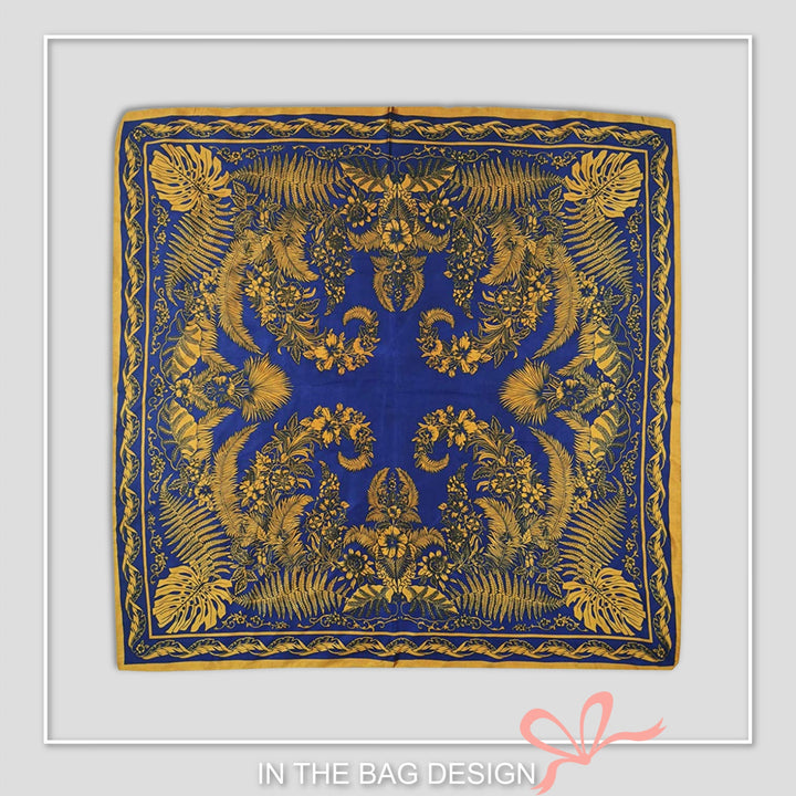 Navy Old Gold Bandana Ponytail Scarf Silk Head Scarf Neckerchief Women Personalized Gifts Silk Hair Bandana Gift for Mom Mothers Day Gift - In The Bag Design