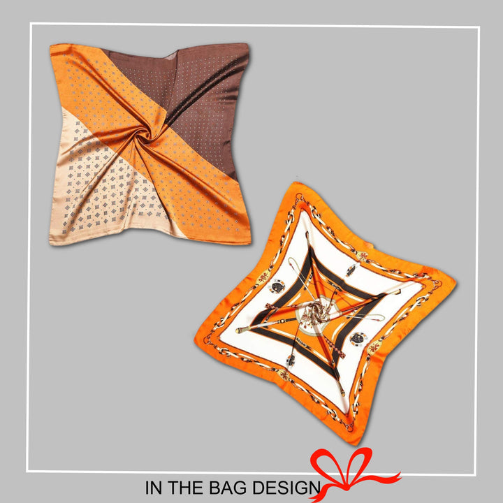 Orange Silk Hair Bandana Silk Head Scarf Bandana Silk Hair Wrap Silk Scarf Woman Personalized Gift Mothers Day Gift for Her Navy Scarf - In The Bag Design