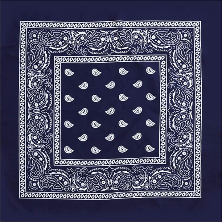 Blue Cotton Bandana White Unisex Scarf Personalized Gift for Him Soft Ponytail Scarf Women Handmade Hair Scarf Gift for Her Gift for Him