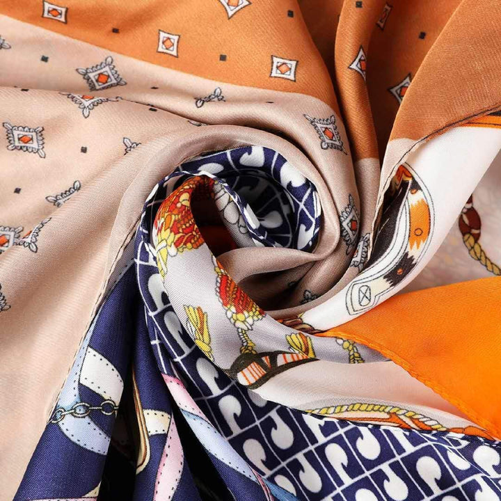 Orange Silk Hair Bandana Silk Head Scarf Bandana Silk Hair Wrap Silk Scarf Woman Personalized Gift Mothers Day Gift for Her Navy Scarf - In The Bag Design