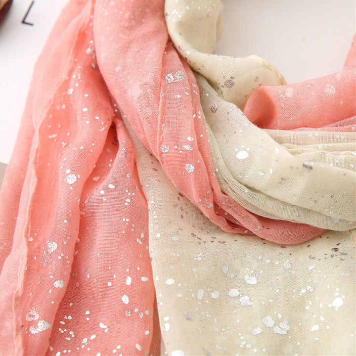 Pink Scarf with Silver Foil Women Shawl Wrap Scarf Summer Personalized Gifts For Her Mothers Day Gift for Women - In The Bag Design