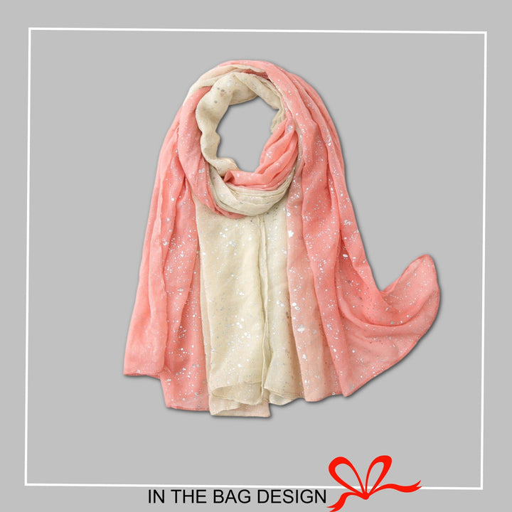 Pink Scarf with Silver Foil Women Shawl Wrap Scarf Summer Personalized Gifts For Her Mothers Day Gift for Women - In The Bag Design