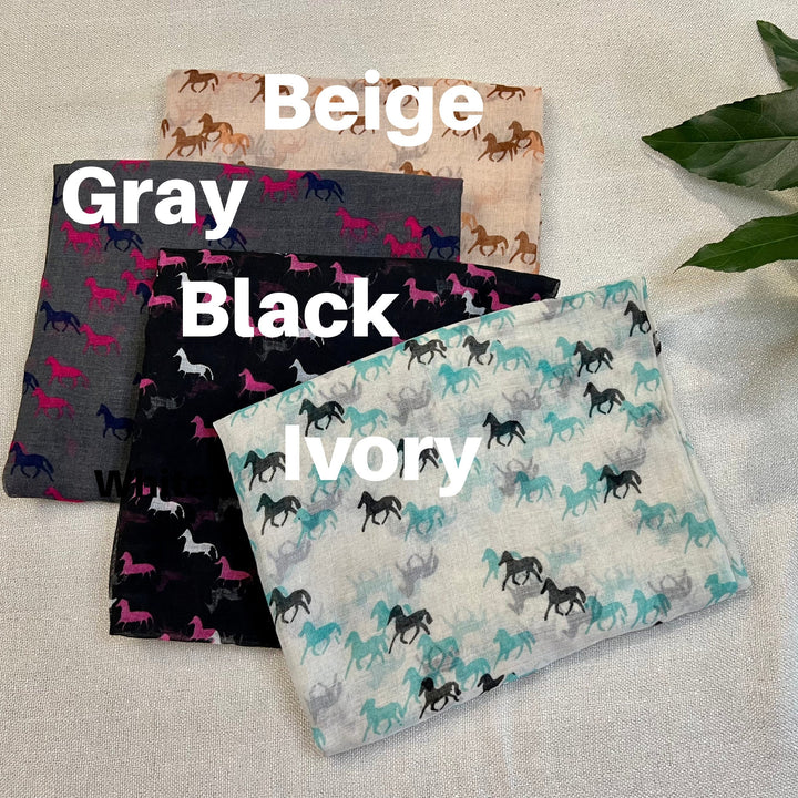 Ivory Shawl Horse Scarf Women Infinity Scarf Mothers Day Gift for Her Personalized Gifts For Women Shawl Wrap Large Birthday Gifts for Her - In The Bag Design