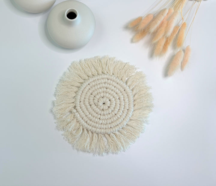 Boho Macrame Coasters Boho Coasters Mothers Day Gift Recycled Cotton Coasters Eco Friendly Coasters Bridesmaids Gift for Her - In The Bag Design