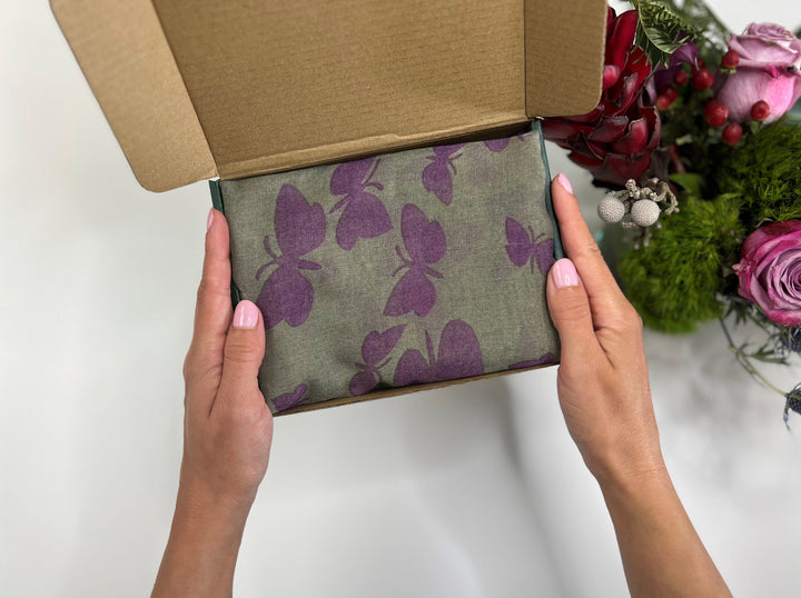 Gray Women Scarf Butterfly Print Scarf Purple Women Scarves Shawl Wrap Women Infinity Scarf Birthday Gift for Mom Mothers Day Gift for Her - In The Bag Design