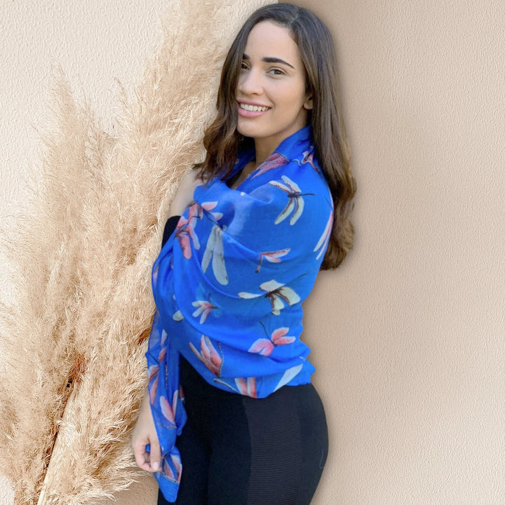 Royal Blue Women Scarf Dragonfly Scarf Infinity Scarves Loop Personalized Gifts For Women Shawl Wrap Large Scarf Cover Up Mothers Day Gift