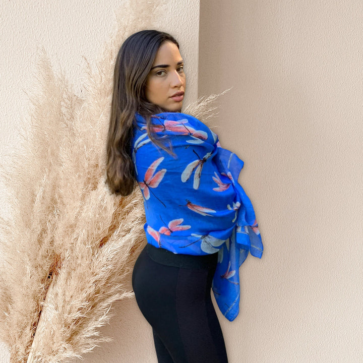 Royal Blue Women Scarf Dragonfly Scarf Infinity Scarves Loop Personalized Gifts For Women Shawl Wrap Large Scarf Cover Up Mothers Day Gift