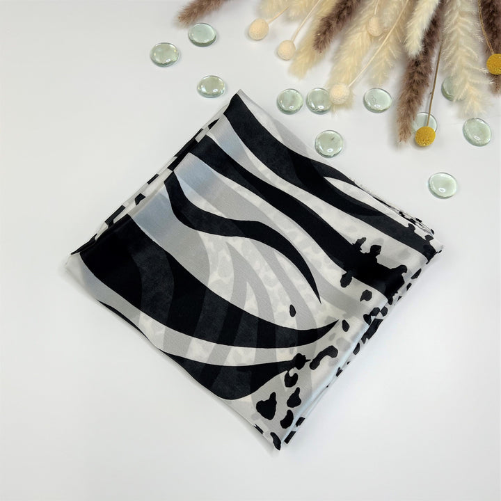 Leopard Silk Scarf Black and White Women Silk Shawl Infinity Scarf Women Scarves Personalized Gifts For Her Mothers Day Gift Mom Gift Scarf - In The Bag Design