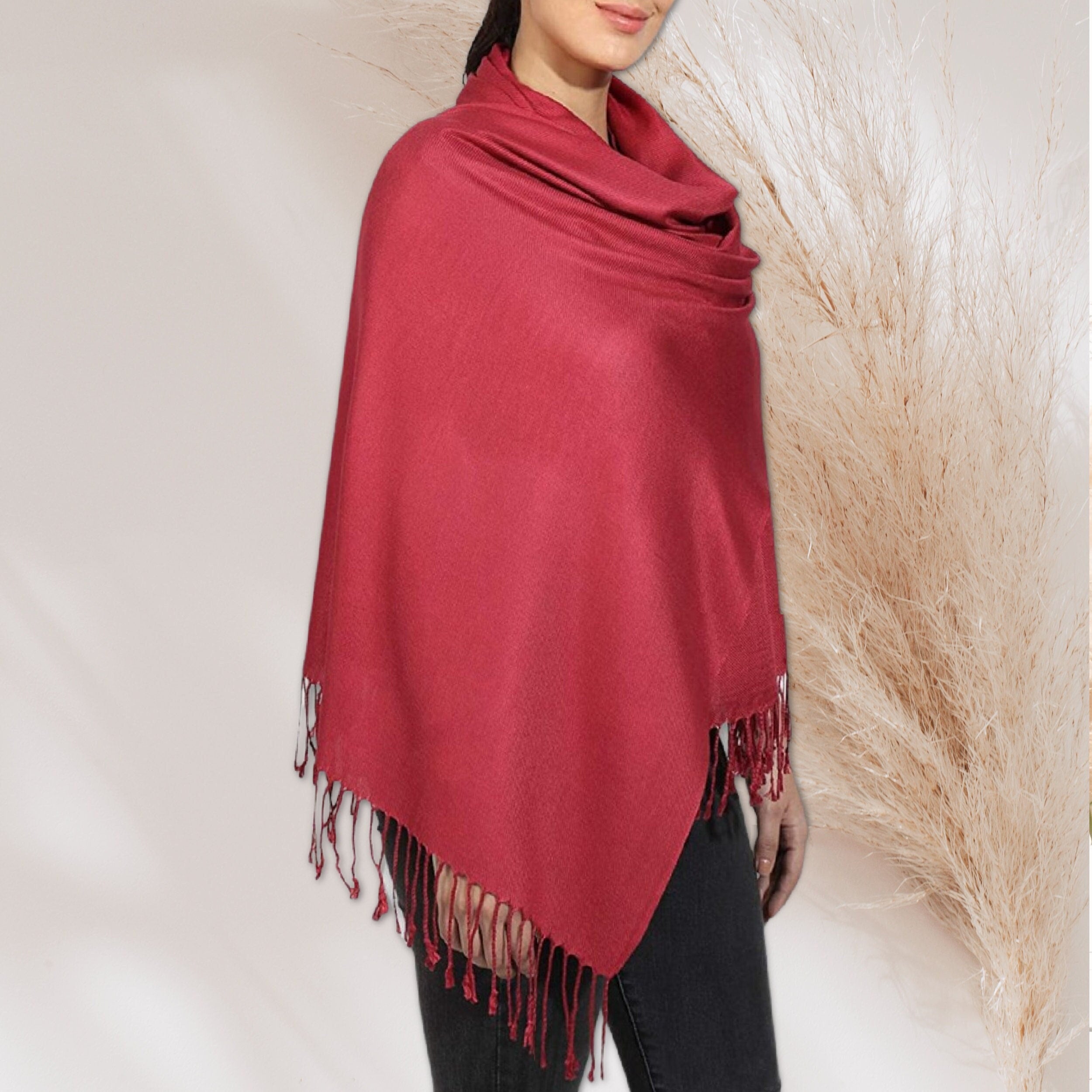 Mother's Day Personalized Shawl Wrap Burgundy Pashmina Shawl