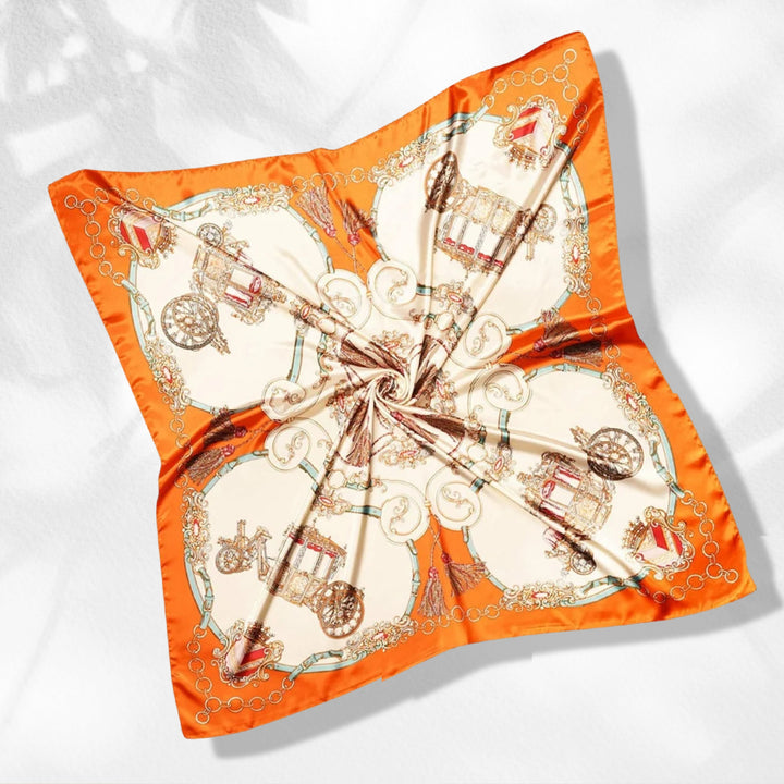 Carriage Large Satin Scarf Silky Hair Scarf / Silk Scarf for Hair / Head Scarf / Satin Head Wrap / Personalized Scarf Woman Silk Scarf - In The Bag Design