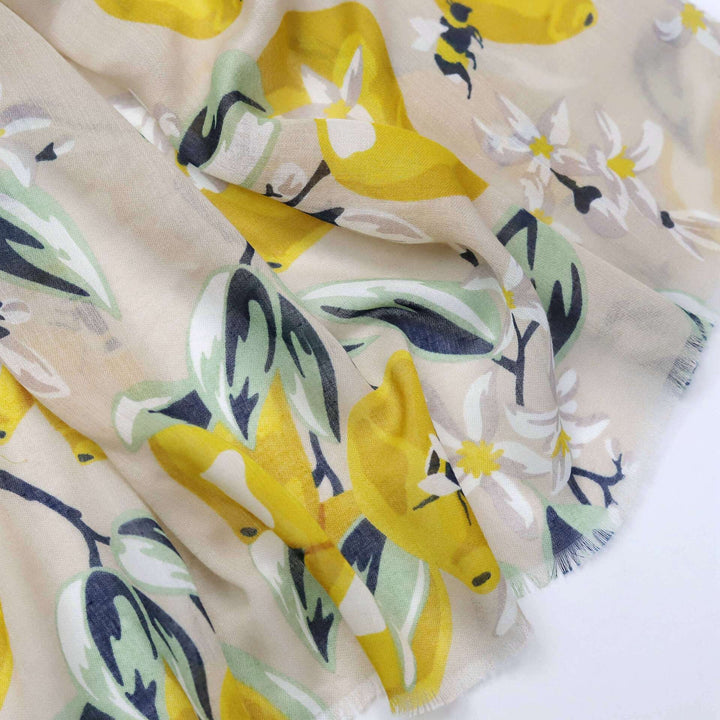 Navy Yellow Scarf Lemon Print Scarf Summer Wrap Women Scarves Shawl Soft Women Scarf Handmade Personalized Scarf  Mothers Day Gift for Her