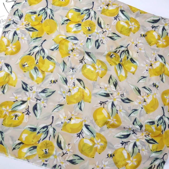 Navy Yellow Scarf Lemon Print Scarf Summer Wrap Women Scarves Shawl Soft Women Scarf Handmade Personalized Scarf  Mothers Day Gift for Her