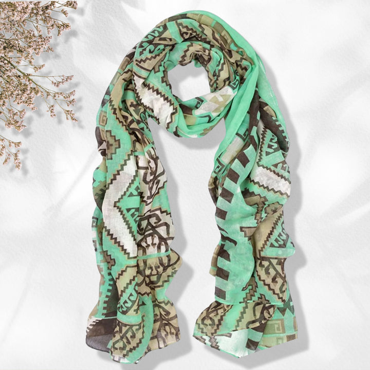 Mint Aztec Print Scarf Mint Brown Scarf Women Fashion Scarf Personalized Gifts For Women Shawl Wrap Large Scarf Cover Up Mothers Day Gift