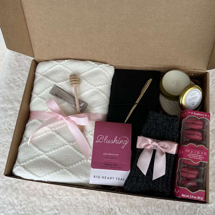 Gift Basket for Her, Luxury Happy Birthday Gift Box with Blanket, Cozy Gift Box, Women Birthday Gift Basket, Get Well Care Package for Her