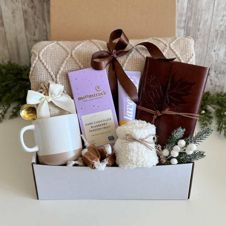 Christmas Gift Box for Journal Lovers with Blanket, Mug and Chocolate