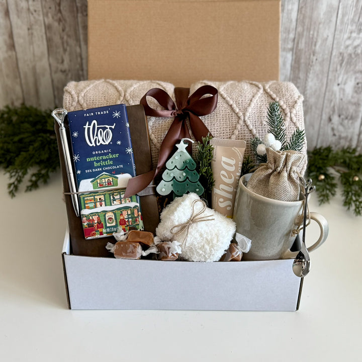 Winter Comfort Care Package with Blanket, Mug and Nutcracker Chocolate