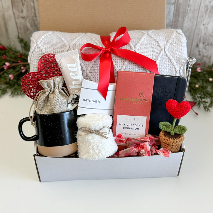 Valentine's Day Gift Box for Granddaughter with Blanket and Mug