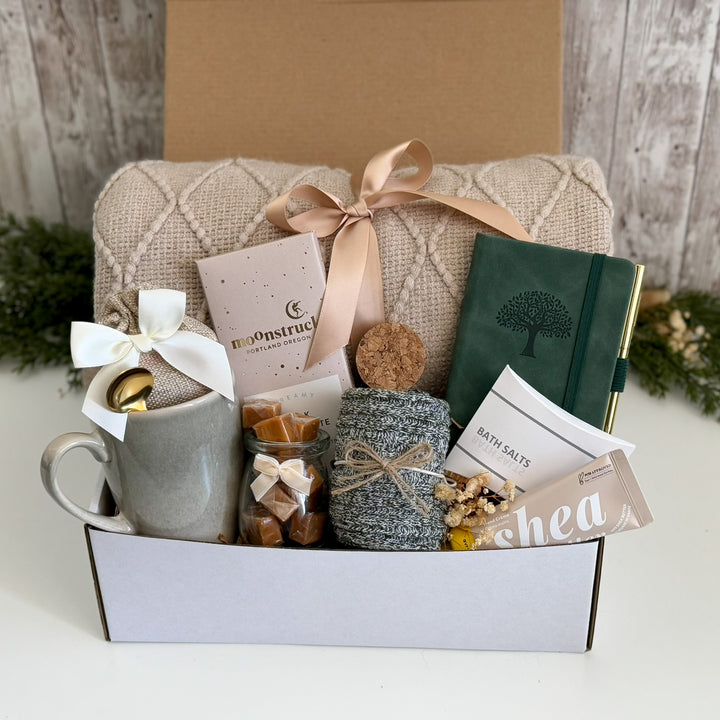 Thank You Gift Basket for Coworker with Blanket, Journal and Chocolate
