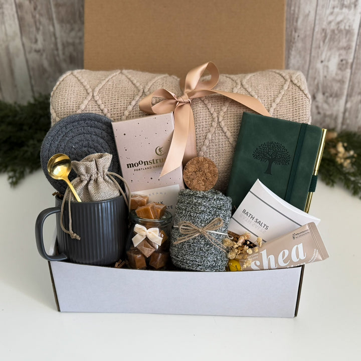 New Job Congratulations Gift Box for Him with Journal and Blanket