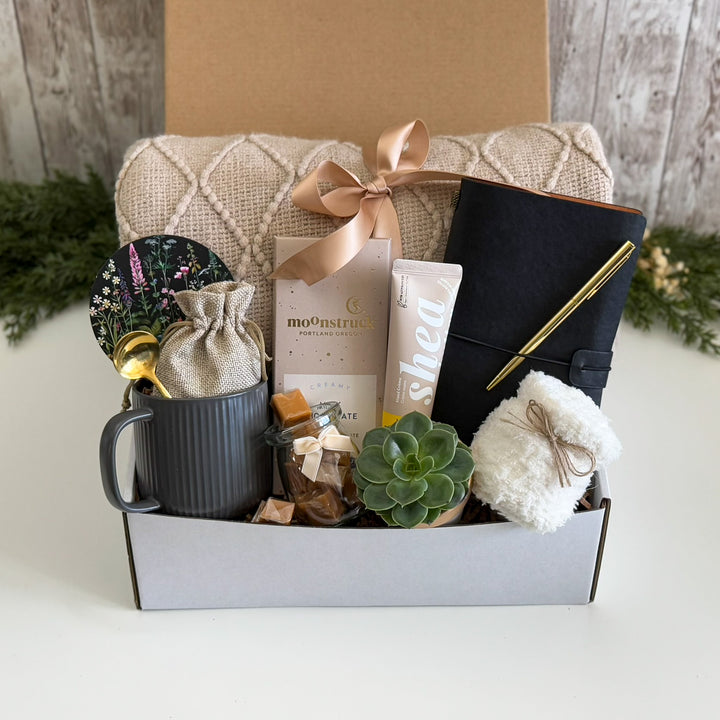 Work Anniversary Gift Basket for Her with Journal and Succulent