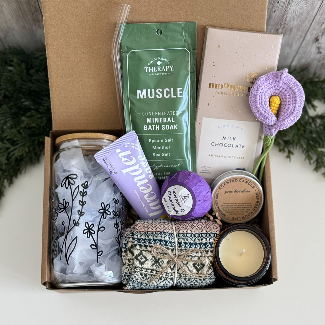 Muscle Recovery Care Package for Her with Bath Soak and Candle