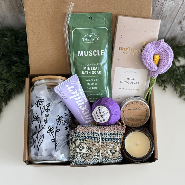 Muscle Recovery Care Package for Her with Bath Soak and Candle