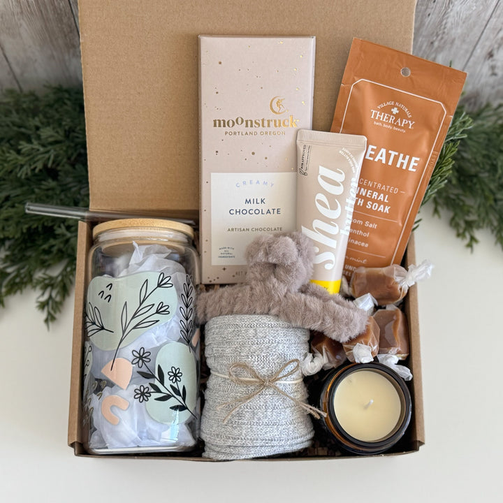 After Workout Recovery Gift Box for Her with Bath Soak and Candle