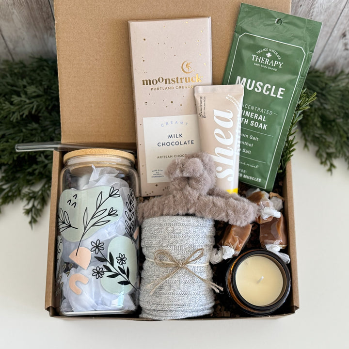 After Workout Recovery Gift Box for Her with Bath Soak and Candle