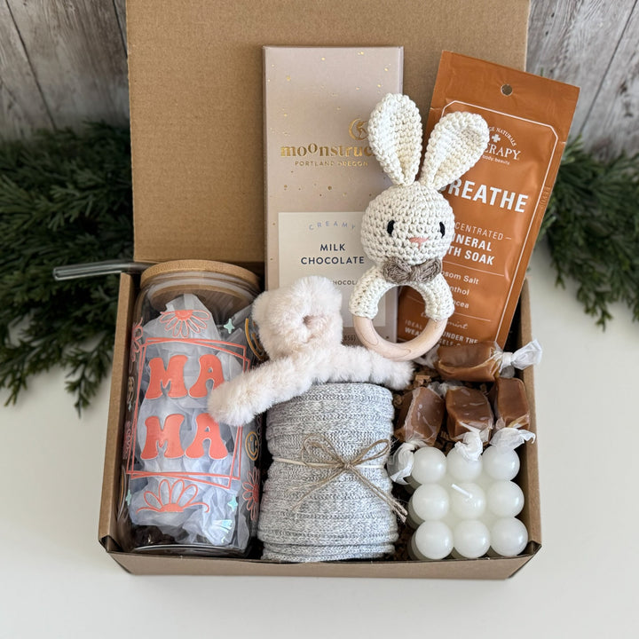 Pregnancy Gift Basket for Expecting Mom with Bunny Teether