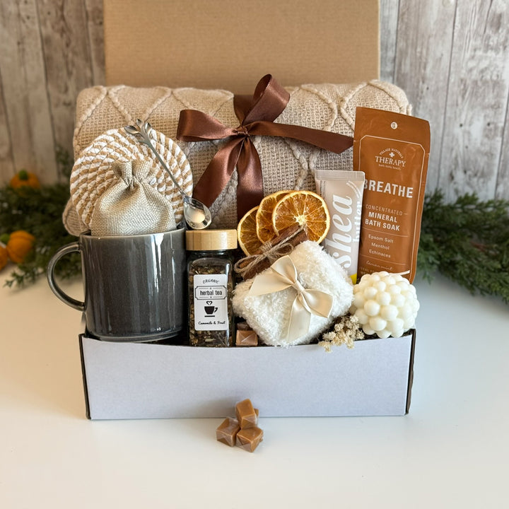 Care Package for Her with Blanket, Mug and Tea