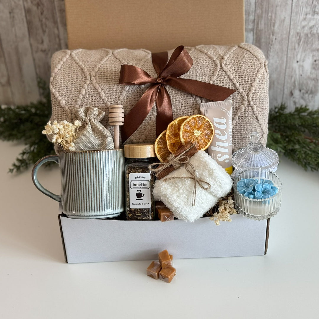 Retirement Gift Basket for Her with Blanket
