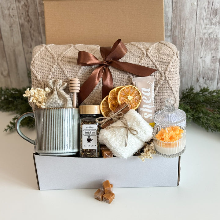 Retirement Gift Basket for Her with Blanket