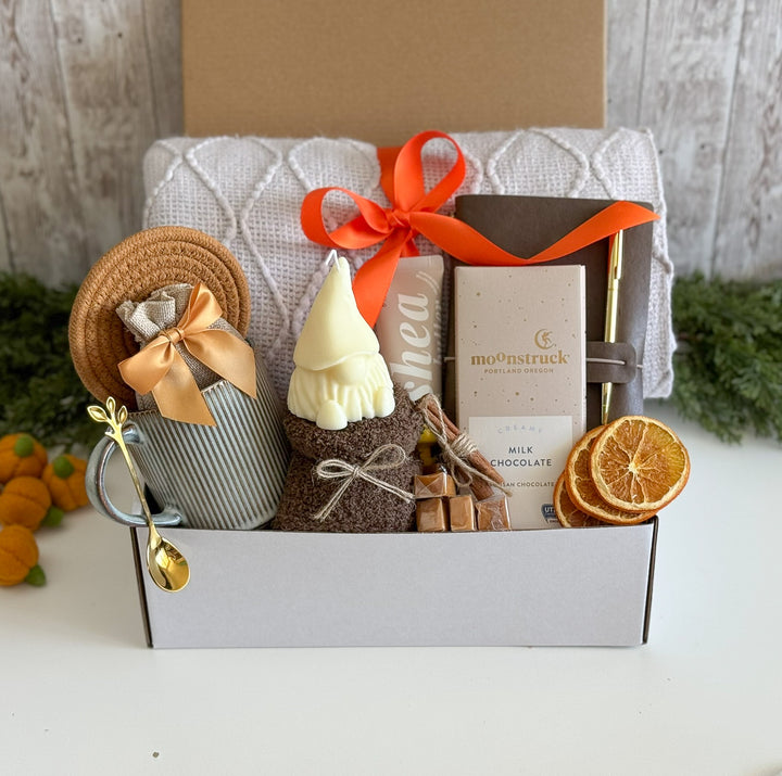 Autumn Gnome Comfort Box with Glass Tumbler