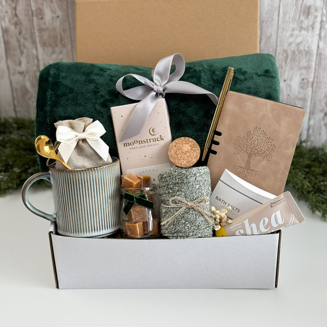 Evergreen Spa Retreat Gift Box with Blanket