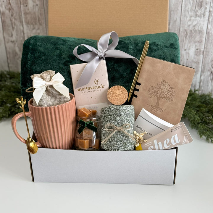 Evergreen Spa Retreat Gift Box with Blanket
