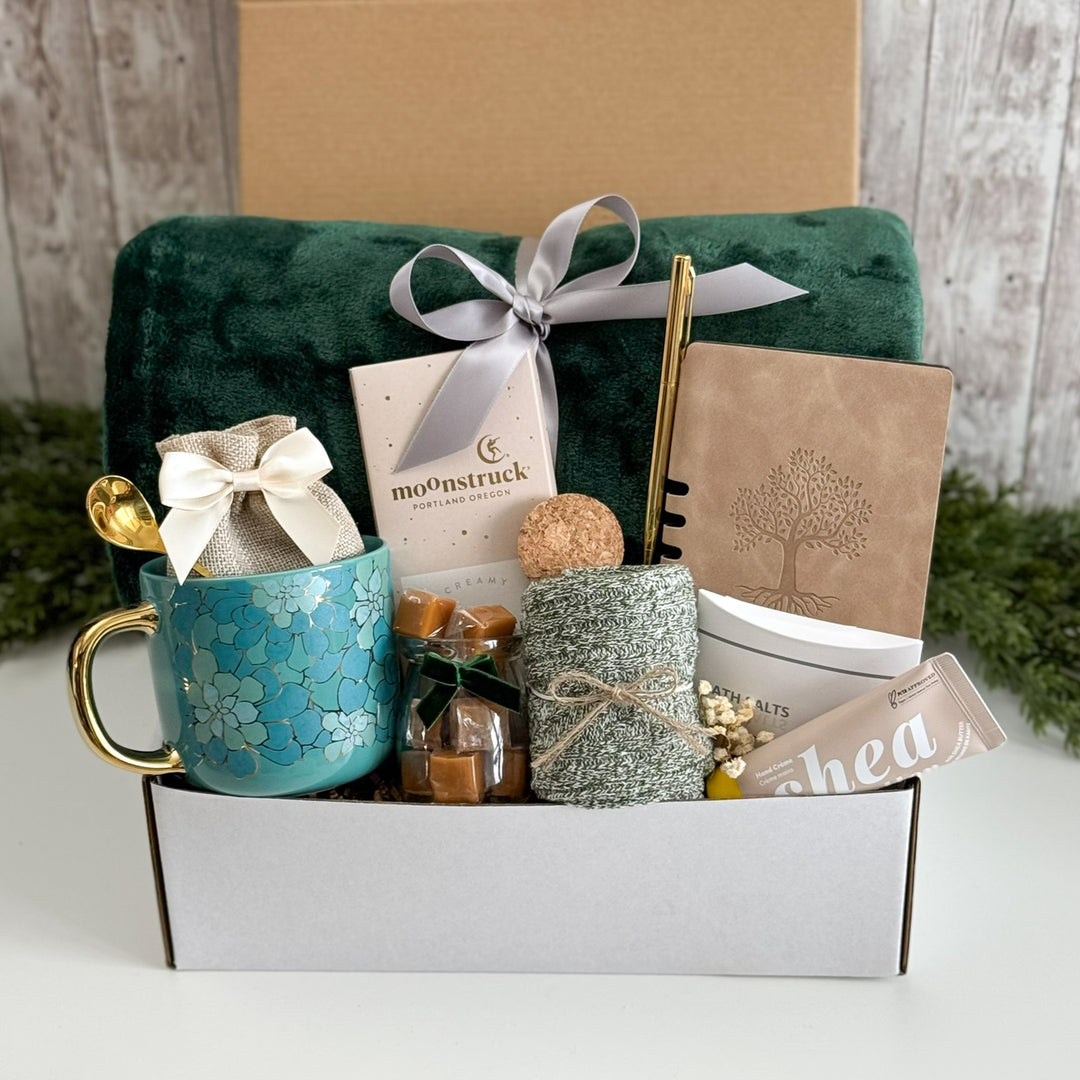 Evergreen Spa Retreat Gift Box with Blanket