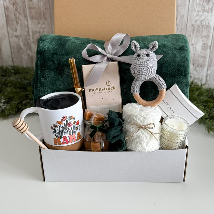 Mama & Baby Comfort Gift Box with Hippo Teether