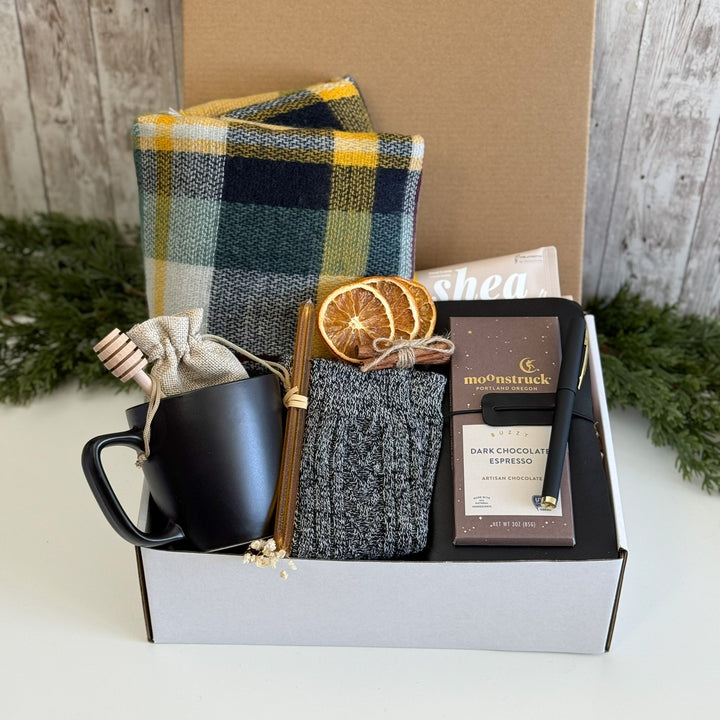 Espresso & Plaid Fireside Gift Box with Scarf