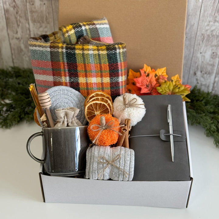 Autumn Desk Gift Box with Plaid Scarf