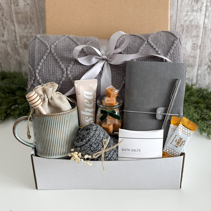 Slate Gray Unwind Gift Box with Throw