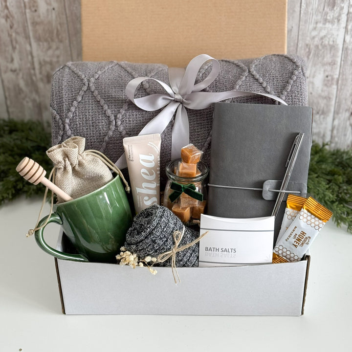 Slate Gray Unwind Gift Box with Throw