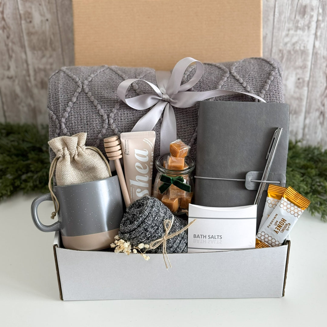 Slate Gray Unwind Gift Box with Throw