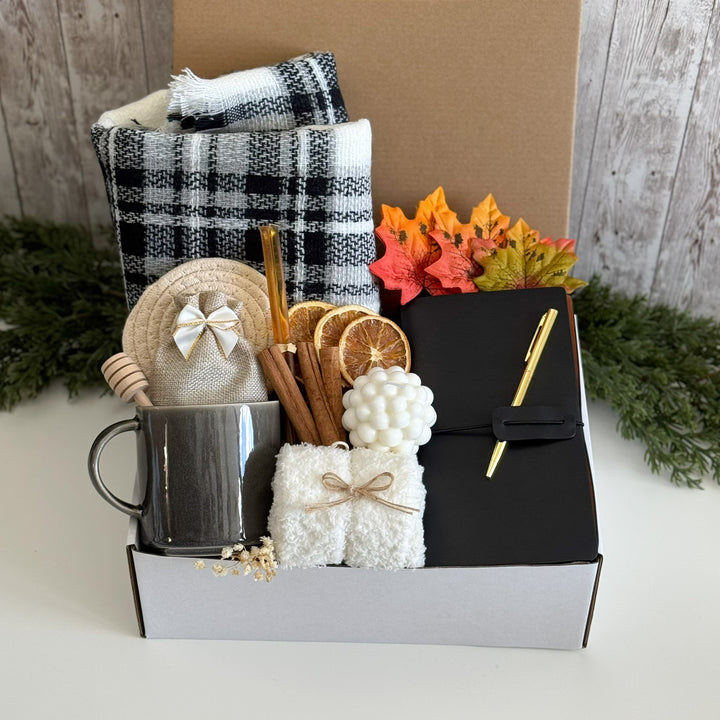 Fall Writing Gift Box with Plaid Scarf