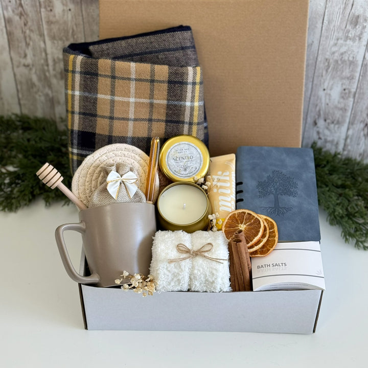 Autumn Spa Gift Box with Plaid Scarf