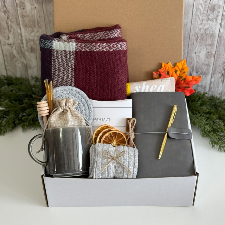 Burgundy Plaid Desk & Spa Gift Box