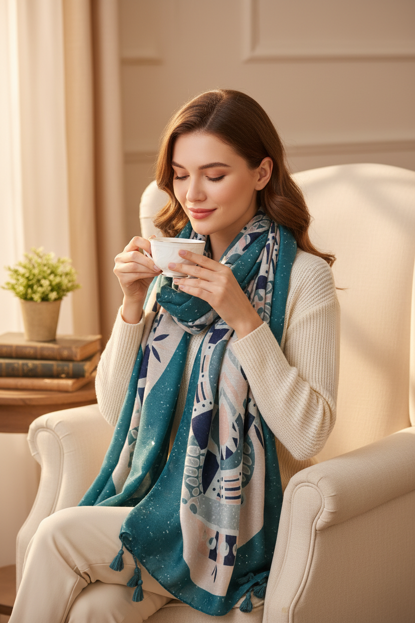 Ivory Women Shawl; Summer Scarf Wrap