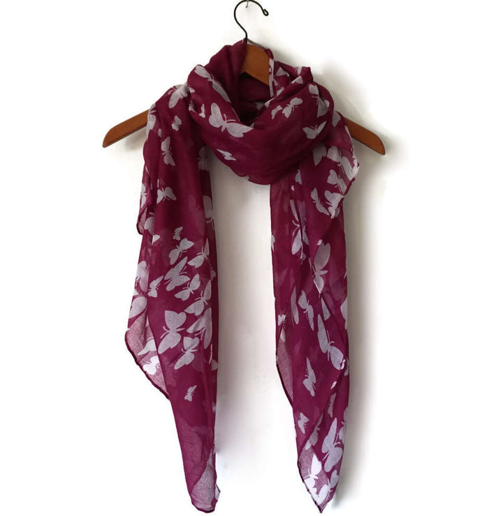 Pink Butterfly Scarf Summer Infinity Scarf Women Handmade Shawls Wraps Personalized Gift Mothers Day Gift for Women Birthday Gifts for Her - In The Bag Design