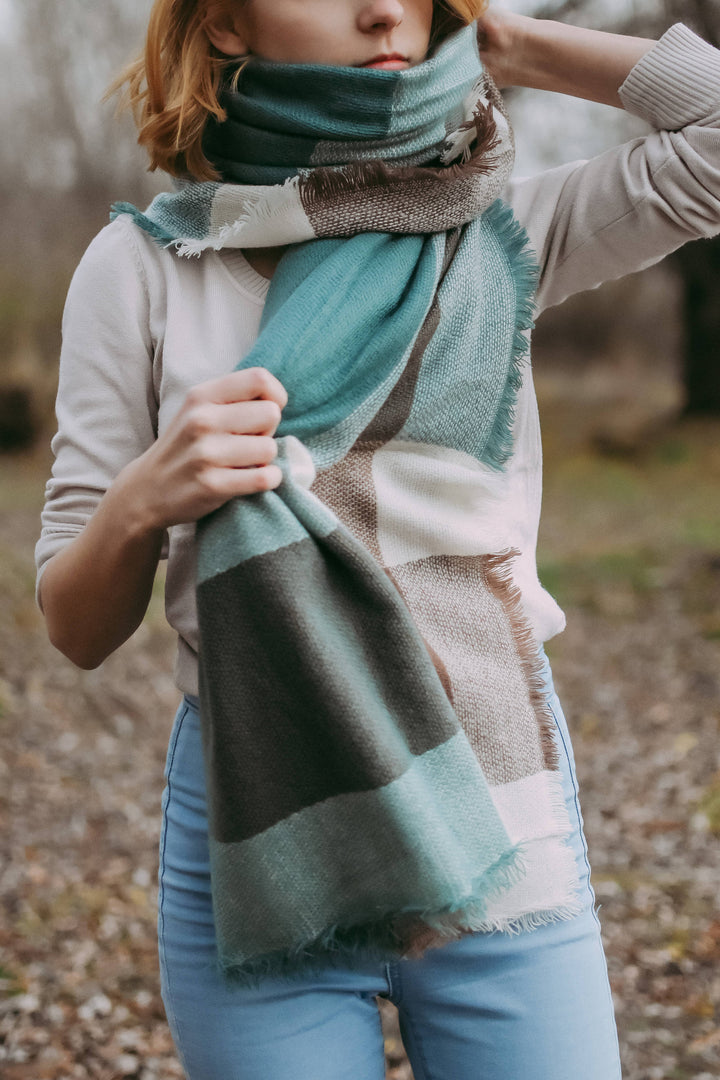 Tail & Brown Blanket Scarf Plaid Shawl Oversized Scarf Personalized Gift Winter Scarf Bridesmaid Favors Bridesmaid Shawl Winter Wrap