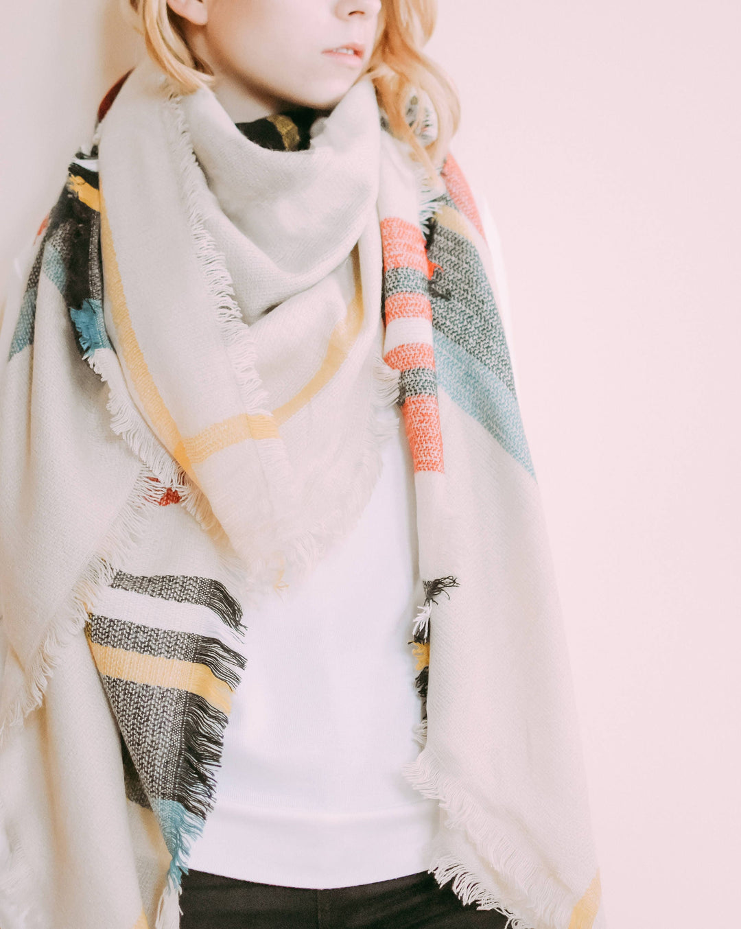 Beige Plaid Blanket Scarf, Tartan Plaid Scarf, Oversized Scarf, Oversized Plaid Shawl, Personalized Scarf, Blanket Scarf Bridesmaid Gifts